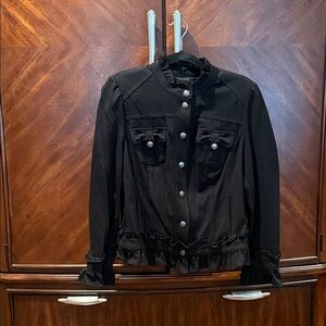 INC International Concepts Black Ruffled Blazer
